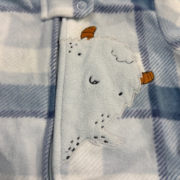 Carter's - Soft Blue and White Fleece Onesie/Sleeper - Picture 2 of 4